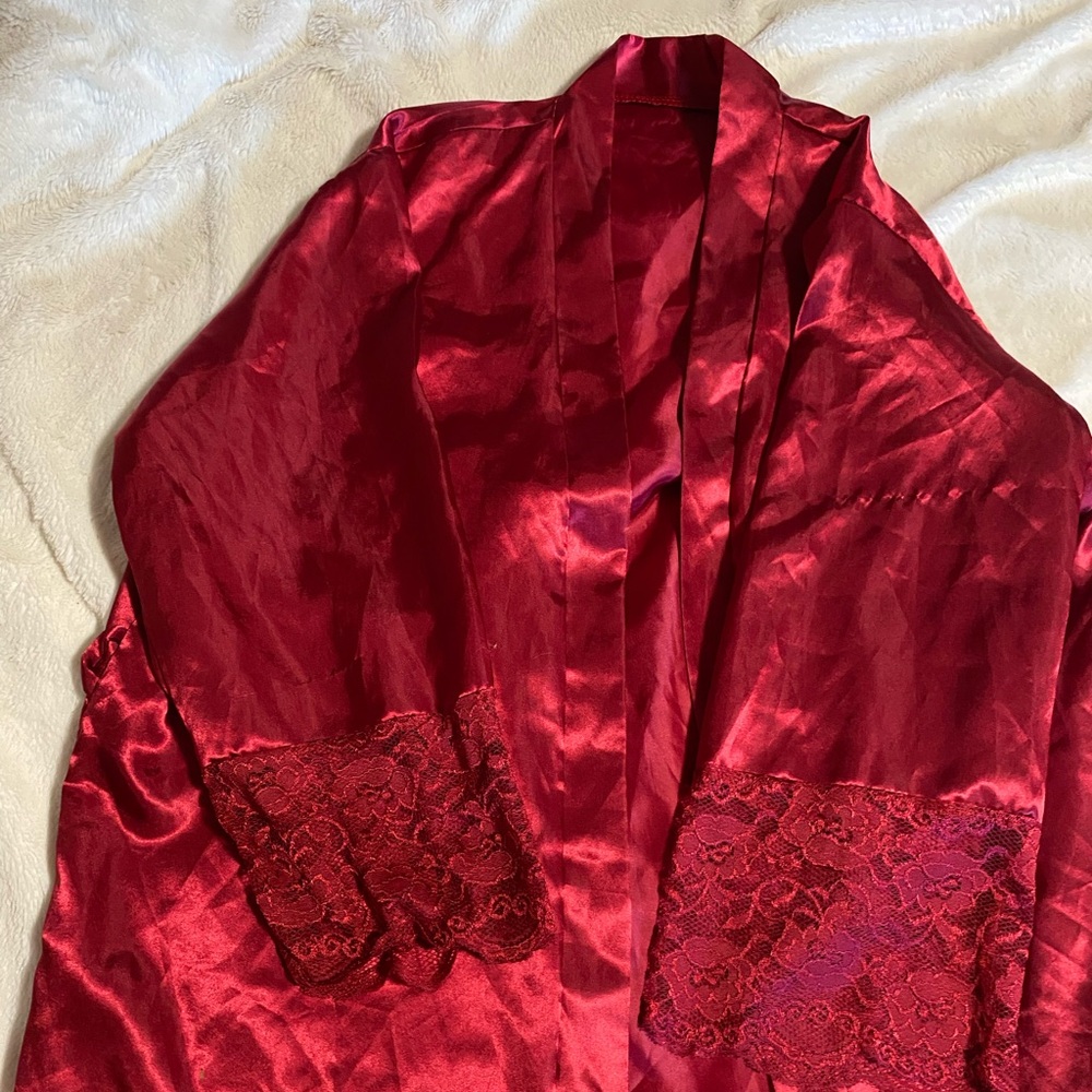 Red Lacy Satin Night Gown
